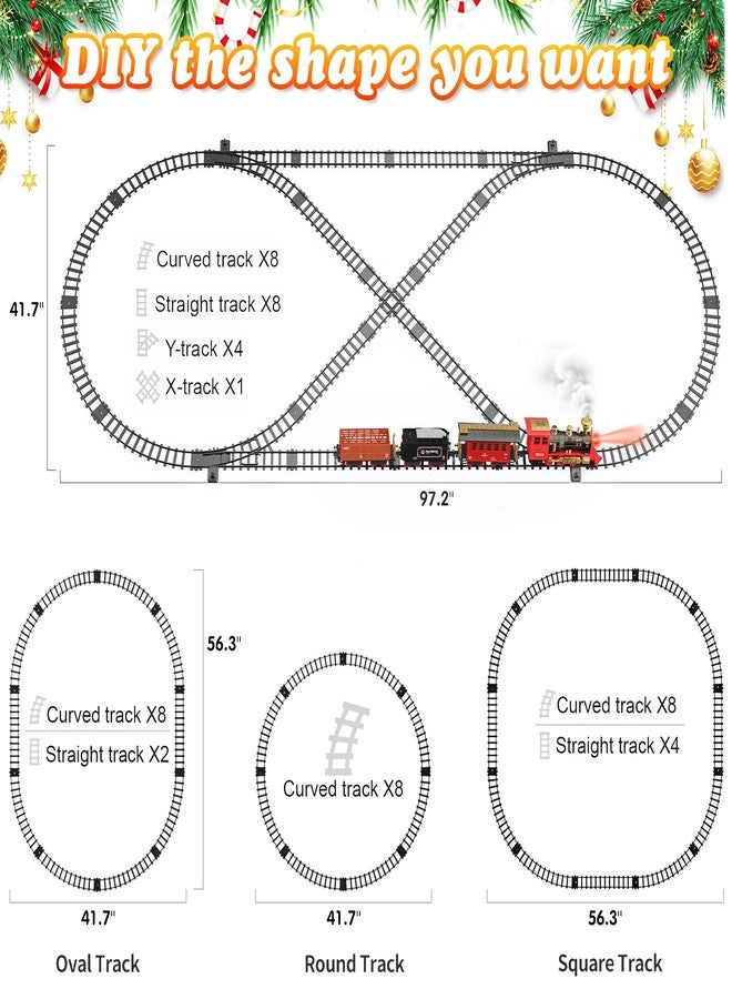 Hot Bee Train Set, Remote Control Train Toys with Luxury Tracks, Christmas Train Sets for Around the Tree,Toy Train with Smokes, Lights & Sound,Model Train Set for 3 4 5 6 7+ Years Old Boys Gifts Kids - Image 4